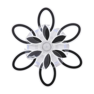 Thehotsale Elegant Black Smart Ceiling Fan Light, 7 Blades, Dimmable Floral Shade & Remote Control - image 1