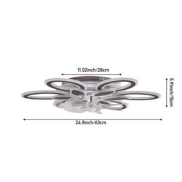 Thehotsale Elegant Black Smart Ceiling Fan Light, 7 Blades, Dimmable Floral Shade & Remote Control - thumbnail 9