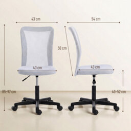 Vinsetto Mesh Office Chair Armless Adjustable Height White - thumbnail 3