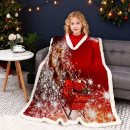 Gr8 Home Christmas Sleigh Red Fleece Blanket Large Festive Xmas Flannel Throw 130 X 150Cm - thumbnail 3