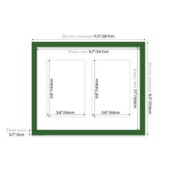 10X8 Inch 2 Opening Photo Collage Frame, Display Two 6X4 Inch Photos, Multi Aperture Family Picture Frame, Green - thumbnail 4