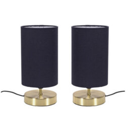 Valuelights Francis Pair Of Gold Touch Table Lamps With White Shade And Bulbs