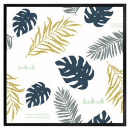 "Andrew Lee Gold Glitter & Navy Leaves (Picutre Frame) / 12X12"" / Brown" - thumbnail 4