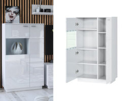 Impact Furniture Display Cabinet Glass Unit Small Glazed Modern Bookcase Storage Buffet White Gloss Sol