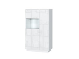 Impact Furniture Display Cabinet Glass Unit Small Glazed Modern Bookcase Storage Buffet White Gloss Sol - thumbnail 3