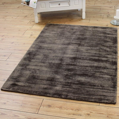 Chocolate Viscose Easy To Clean Plain Handmade , Luxurious , Modern Rug For Living Room, Bedroom - 200Cm X 290Cm - image 1