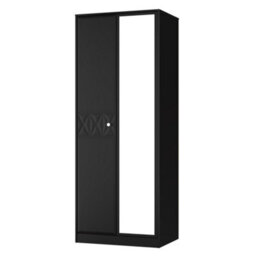 San Jose Ready Assembled Contemporary Matt Black Tall Double Wardrobe With 1 Mirror Door (H)1960mm (W)740mm (D)520mm - thumbnail 1