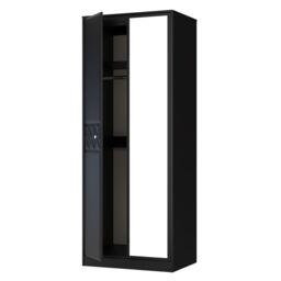 San Jose Ready Assembled Contemporary Matt Black Tall Double Wardrobe With 1 Mirror Door (H)1960mm (W)740mm (D)520mm - thumbnail 4