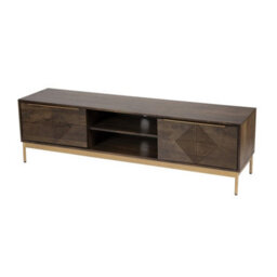 Buttercup Farm Zaine Carving Tv Unit - Mango Wood - L40 X W160 X H46 Cm - Dark Finish - thumbnail 1