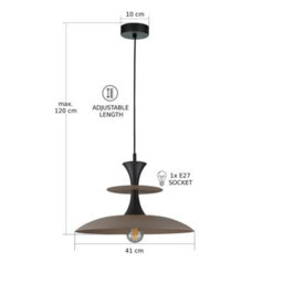 Luminosa Lighting Luminosa Celesta Dome Pendant Ceiling Light Brown, Black 1X E27 - thumbnail 4