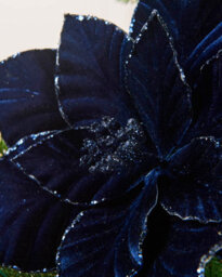 Werchristmas Navy Velvet Artificial Poinsettia Flower, 30 Cm - thumbnail 3
