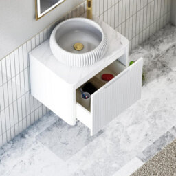 Royal Bathrooms Avenza 600mm Matt White Wall Hung Bathroom Countertop Vanity Unit 1 Drawer With Milan Basin - thumbnail 5