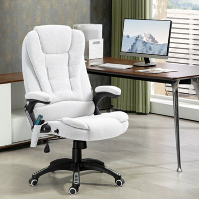 Vinsetto Office Chair W/ Heating Massage Points Relaxing Reclining Cream White - image 1