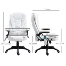 Vinsetto Office Chair W/ Heating Massage Points Relaxing Reclining Cream White - thumbnail 3