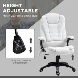 Vinsetto Office Chair W/ Heating Massage Points Relaxing Reclining Cream White - thumbnail 5