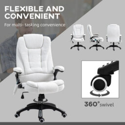 Vinsetto Office Chair W/ Heating Massage Points Relaxing Reclining Cream White - thumbnail 8