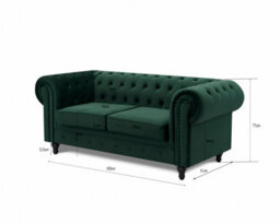 Home Detail Chesterfield Velvet Pleat Fabric 2 Seater Sofa, Green - thumbnail 5