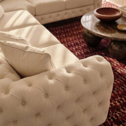 Sofaya Monaco Chesterfield 6 Seater Chaise Sofa Cream Velvet L Shaped Corner Chaise - Right Hand Deep Buttoned Upholstery Couch Lounge - thumbnail 2