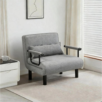 Folding Fabric Single Sofa Bed Recliner Settee Couch - image 1