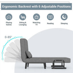 Folding Fabric Single Sofa Bed Recliner Settee Couch - thumbnail 3