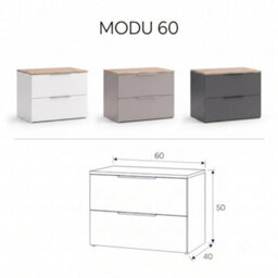 Shefa Line Modu 60 Chest Of Drawers, 2 Drawers, Graphite/wotan Oak - thumbnail 3