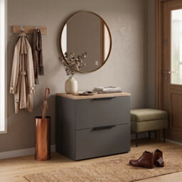 Shefa Line Modu 60 Chest Of Drawers, 2 Drawers, Graphite/wotan Oak - thumbnail 2