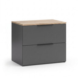 Shefa Line Modu 60 Chest Of Drawers, 2 Drawers, Graphite/wotan Oak - thumbnail 1