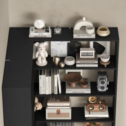 Black L-Shaped 6-Tier Corner Bookcase 90X90X190.5Cm - thumbnail 4