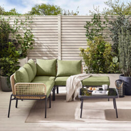 Furniturebox Maldives Corner Garden Sofa Set, Black & Green Metal Garden Furniture Outdoor Sofa Couch 4 / 5 Seater Patio Table Set - thumbnail 2