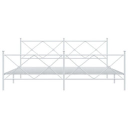 Berkfield Metal Bed Frame Without Mattress With Footboard White 193X203Cm - thumbnail 4
