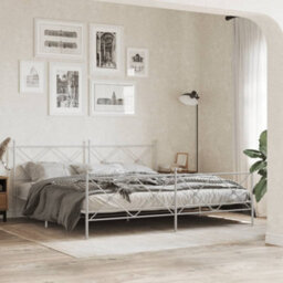 Berkfield Metal Bed Frame Without Mattress With Footboard White 193X203Cm
