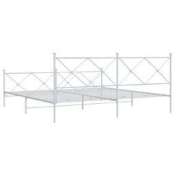 Berkfield Metal Bed Frame Without Mattress With Footboard White 193X203Cm - thumbnail 6
