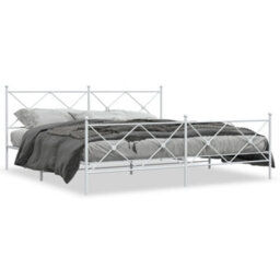 Berkfield Metal Bed Frame Without Mattress With Footboard White 193X203Cm - thumbnail 2