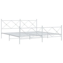 Berkfield Metal Bed Frame Without Mattress With Footboard White 193X203Cm - thumbnail 3