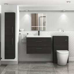 Royal Bathrooms Turin Hale Black 800mm Wall Hung Vanity Unit 2 Drawer With Mid-Edge Basin Sink & Matt Black Handles - thumbnail 2