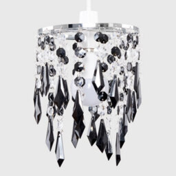 Valuelights Elegant Chandelier Design Ceiling Light Shade With Black And Clear Acrylic Jewel Droplets (D)16Cm - thumbnail 4
