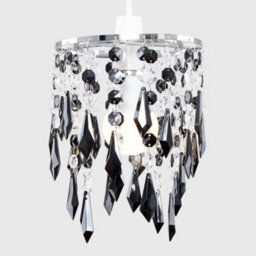 Valuelights Elegant Chandelier Design Ceiling Light Shade With Black And Clear Acrylic Jewel Droplets (D)16Cm - thumbnail 2