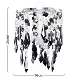 Valuelights Elegant Chandelier Design Ceiling Light Shade With Black And Clear Acrylic Jewel Droplets (D)16Cm - thumbnail 7