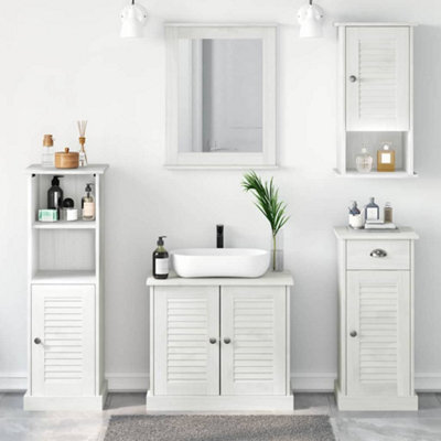 Berkfield Bathroom Furniture Set 5 Pcs Antique White 37 X 34 X 110 Cm - image 1