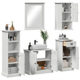 Berkfield Bathroom Furniture Set 5 Pcs Antique White 37 X 34 X 110 Cm - thumbnail 3