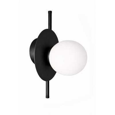 Luminosa Lighting Luminosa Luma Globe Wall Lights Black White Glass Shade 1X E27 - image 1