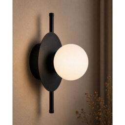 Luminosa Lighting Luminosa Luma Globe Wall Lights Black White Glass Shade 1X E27 - thumbnail 3