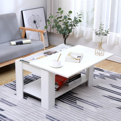 Furniturehmd Sliding Top Coffee Table With Storage Shelf Hidden Compartment Living Room Modern Side Table - image 1