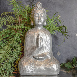 Madison & Mayfair Serene Silver Resin Buddha Statue