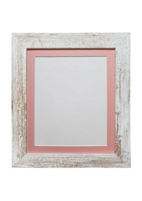 Frames By Post Metro Distressed White Frame With Pink Mount For Image Size 12 X 8 Inch - image 1