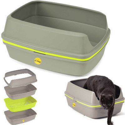 Cat Centre.Direct Cat Centre Jumbo 57Cm Scoopless Grey Open Cat Litter Tray With High Sided Rim 57Cm - image 1