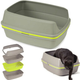 Cat Centre.Direct Cat Centre Jumbo 57Cm Scoopless Grey Open Cat Litter Tray With High Sided Rim 57Cm - thumbnail 2