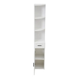 Corner Bookshelf Modern Wood Bookcase With Door&drawer Freestanding - thumbnail 5