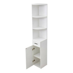 Corner Bookshelf Modern Wood Bookcase With Door&drawer Freestanding - thumbnail 6