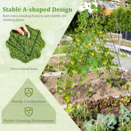 Costway 2-Piece Green Cucumber Garden Trellis A-Frame Grow Support For Climbing Plant - thumbnail 5